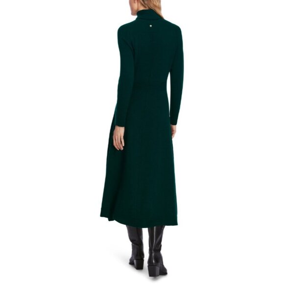 turtleneck sweater dress 100% wool long sleeve forest green N2 US 6 - Picture 6 of 14